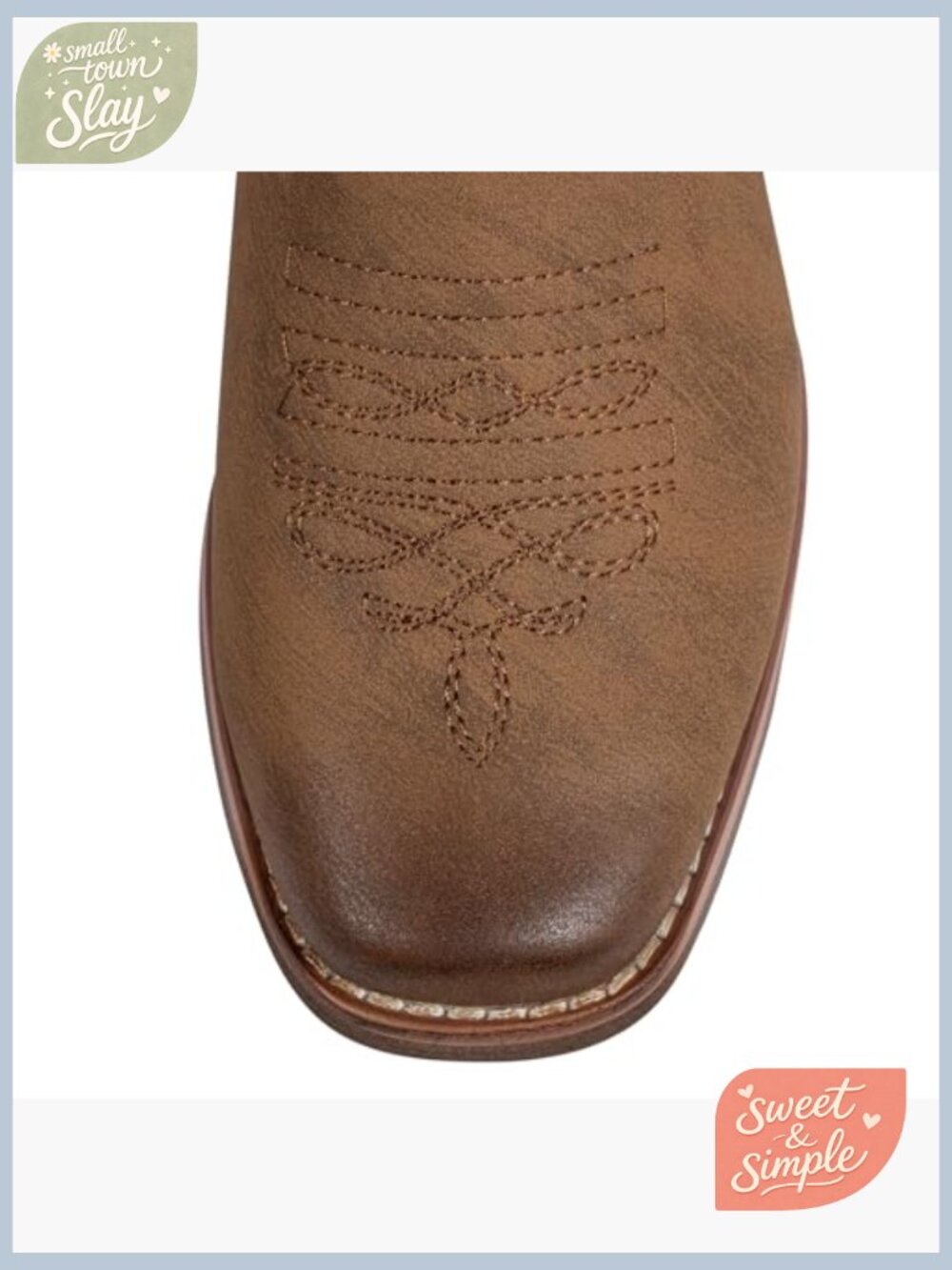 Vintage Western Embroidered Square Toe Cowgirl Boots Mid Calf - Picture 6 of 7